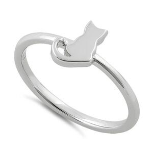 Sterling Silver Plain Cat Ring New